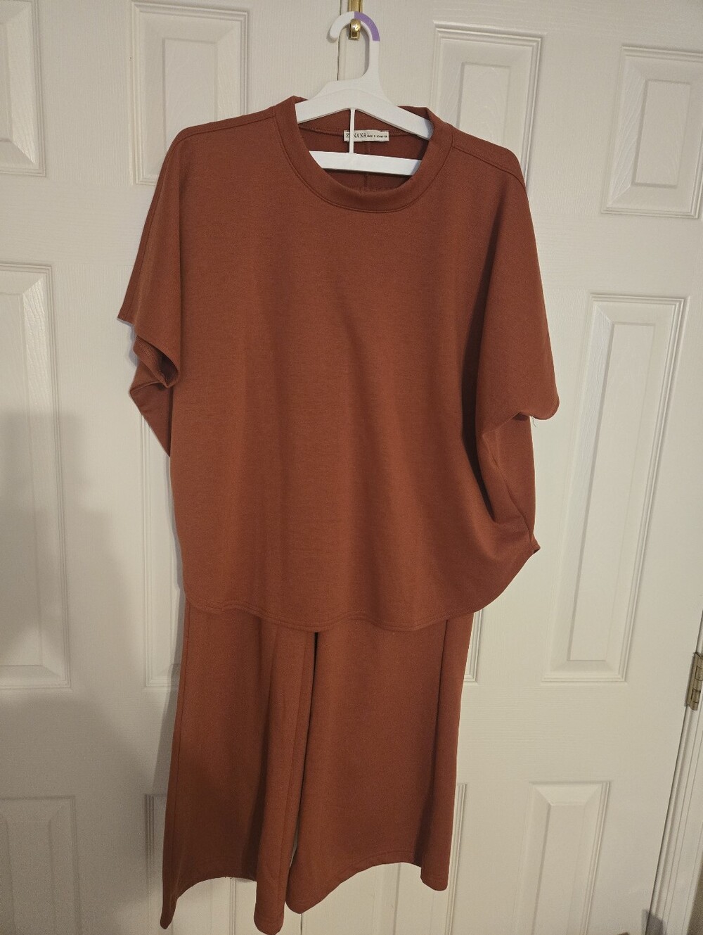Zenana Minimalist Wide-Leg 2 Piece Set in Rust